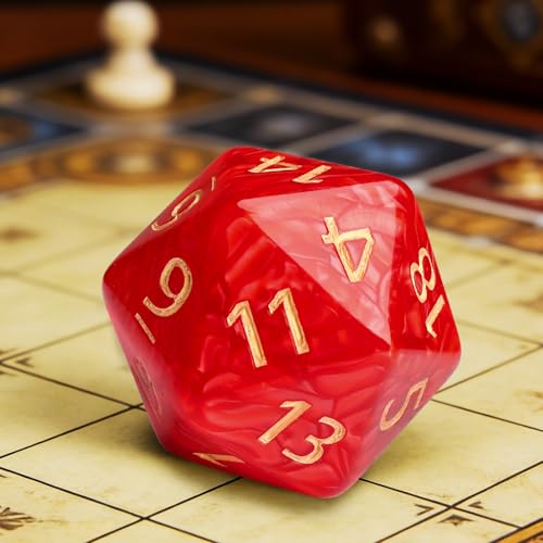 20 Sided DND Dice,D20 Giant Polyhedral Dice,55mm Titan Large Pearl Color D20 Dice,20 Sided Cube D&D Dice Set for Dungeons and Dragons, RPG, MTG Table Games(Red-Pearl Series) - color: D-20 Red