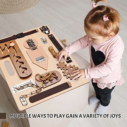 Montessori Busy Board for Toddlers, Wooden Sensory Toys, Preschool Learning Activities for Fine Motor Skills Travel Toy, Basic Life Skills Educational Gifts for 1, 2, 3 Years Old Kids Boys Girls | Preschool Learning Activities, Basic Life Skills, Fine Mot