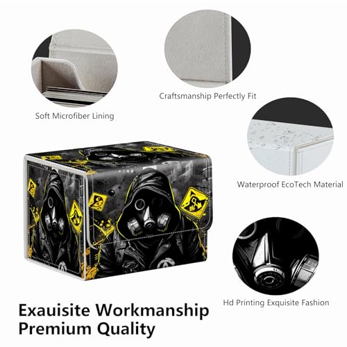 Strong Magnet MTG Playing Card Case Cover Commander Deck Box Creative Pattern Trading Card Storage Case for Collectible Games, A Black Hooded Man - color: A Black Hooded Man