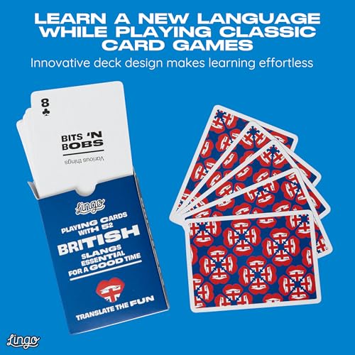 Lingo British Slang Playing Cards in Premium Travel Tin | Learn Funny British English Expressions | Luxury Gift Box for Anglophiles & London Travelers | Hilarious Card Game for Adults