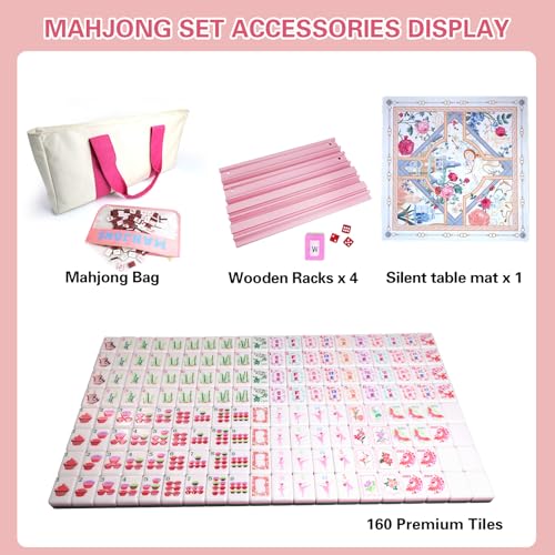 American Mahjong Game Set, Portable Carrying Bag,Acrylic 160 Tiles,Western Mahjong Tiles Set,Complete Ma Jong Set (Purple) - color: Purple