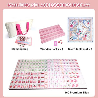 American Mahjong Game Set, Portable Carrying Bag,Acrylic 160 Tiles,Western Mahjong Tiles Set,Complete Ma Jong Set (Purple) - color: Purple