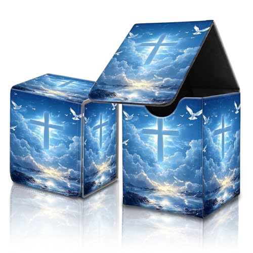 for MTG Commander Card Deck Box,Trading Card Storage Box with Magnetic Closure,Fits 120+ Single Sleeved Cards,Deckbox,Fits Sports TCG/CCG/MTG Accessories,﻿Blue Cross Pigeon - color: Blue Cross Pigeon