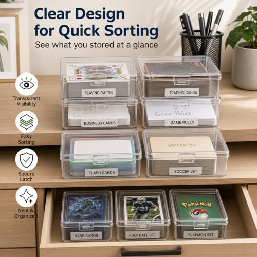 30 Pack Card Storage Box, Clear Plastic Playing Card Case, 1.2mm Thick Snap-Tight Deck Boxes for Sleeved Trading Cards, Business Cards, Game Cards, 3.8 x 2.7 x 0.94 in - color: 30PCS - 3.8x2.7x0.94 Inch