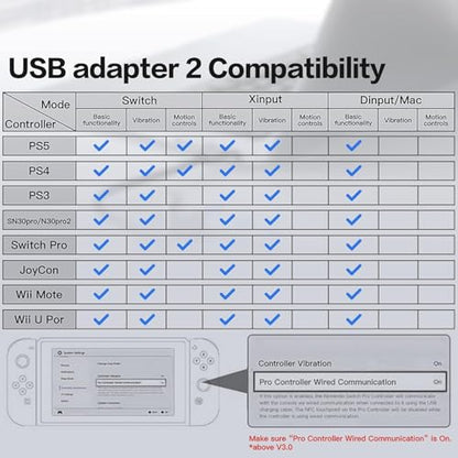 8BitDo Wireless USB Adapter 2 for Switch/Switch 2/Pro Controller, Windows PC, Mac & Raspberry Pi, Compatible with Xbox Series X & S, Xbox One Bluetooth, PS5 Controller-Black - color: USB Adapter2-Black