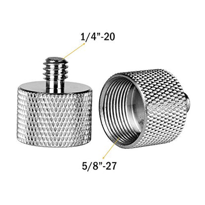 Mic Stand Adapter, ChromLives Microphone Screw Adapter 1/4''-20 to 5/8''-27 Male to Female Threaded Mic Adapter, for Camera Monitor, Microphone Stand, 4 Pack (sliver) - color: sliver