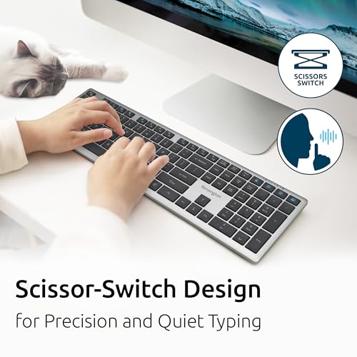 Kensington KB535 Wireless Keyboard, Bluetooth & 2.4GHz Connection, Full-Size Layout, Quiet Scissor-Switch Keys, Programmable, Copilot Hotkey, Compatible with Windows, Black (K75408NA) - size: Full size, style: Wireless