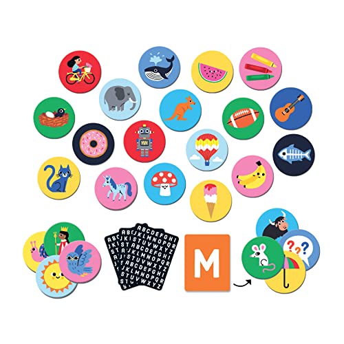 ABC Spot Me Game from Mudpuppy - Fast Acting Alphabet Game, Includes 60 Icon Tiles, 26 ABC Cards, Fabric Bag & Instructions, Perfect for Game Nights on The Go!, 2+ Players, Ages 5+