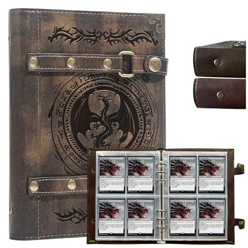 4 Pocket Card Binder for 240 Cards,Premium Trading Card Binder | Portable Card Collection Binder,Collector Card Album,Card Folder For MTG,CG,Sports Cards,Game Cards(x3-Dragon Totem-Khaki) - color: x3-Dragon Totem-Khaki
