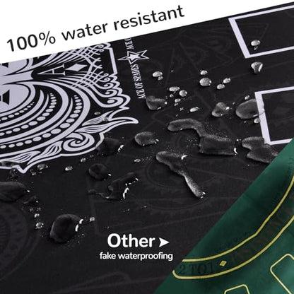 70 x 35 Inch Poker Mat for Table, Texas Hold'em Poker Table Top Mat with Carrying Bag, Waterproof Anti-Slip Rubber Blackjack Mat for Home Game Nights Up to 8 Players - color: Dark Green-blackjack