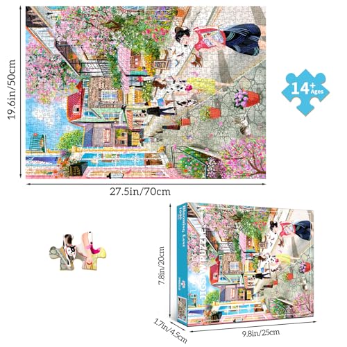 HUADADA 1000 Piece Puzzle for Adults - City Street Scenery, Matte Finish, Eye-Friendly Craftsmanship, Relaxation Gift for Puzzle Lovers - color: City Street Scenery