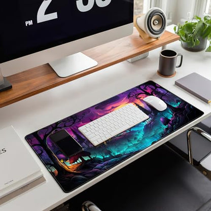 Mystic Forest Desk Mat Purple Cute Large Mouse Pad Extended Gaming Mousepad XL Big Aesthetic Desk Pad Cool Anime Keyboard Mat Laptop Desktop Mouse Mat 31.5''X11.8'' - color: Mystic Forest