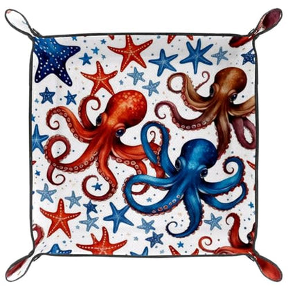 Octopus Starfishes Dice Tray Dice Rolling Tray Folding Dice Holder for Dice Games, Like RPG, DND and Other Table Games - color: Multi 5