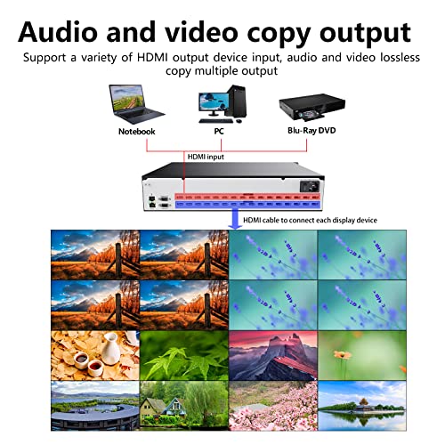 ICUIXIAN 16x16 HDMI Matrix Switch 4K@30Hz Web GUI+LAN Port+Rs232 Control | Rack Mount HDMI Matrix 16x16 With Audio Extraction EDID, HDCP, Backlit button, LED screen display (16 hdmi switcher splitter) - size: 16x16 Matrix 4k30Hz