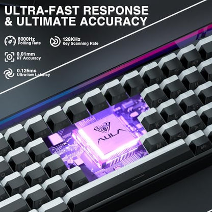 AULA Hero 68 HE 60% Gaming Keyboard Wired, Hall Effect Magnetic Switch Keyboard with 8K Hz Polling Rate, Side Printed PBT Keycaps, RGB Backlit Light Box, Customizable Web Software for PC/Mac Gamers - color: Black