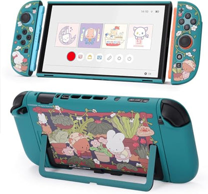 GeekShare Protective Shell Compatible with Switch 2, Kawaii Cartoon Dockable Case for Switch 2, Anti-Scratch and Shock-Absorption Design Cover Skin - Bunny Garden - size: For Switch 2