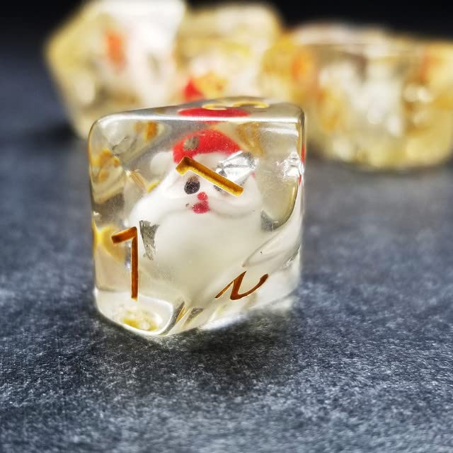 Sage's Portal Familiars and Reagents Resin DND Dice Set Polyhedral Dice Set for Dungeons and Dragons RPG Tabletop TTRPG (Jolly Santa) - color: Jolly Santa