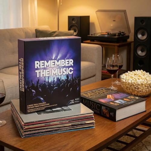 REMEMBER THE MUSIC - Music Trivia Party Board Game with 350 Artist & Song Cards, Spotify QR Audio Clues for Adults & Family, 2-6 Players