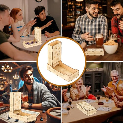 Wooden Dice Tower and Tray, Foldable Roller Castle Collapsible Rolling Tower, D&D Board Game Accessories, Role Playing Game Dice Box, Small Dice Roller, DND Gift for Gamer, for Men