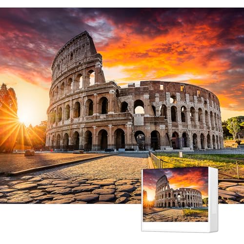 Jigsaw Puzzles 1000 Pieces,Colosseum Rome Italy Nature Scenery Impossible Hard Difficult Challenging Puzzles for Home Decor Birthday Party Gifts Toy for Men Women - color: Colosseum Rome Italy