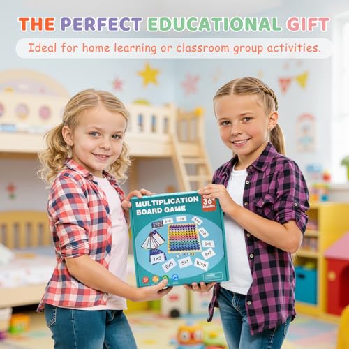 BUZIFU Wooden Montessori Multiplication Board Game: Math Educational Toys Multiplication Table Board Game Montessori Math Manipulatives Toys Toddlers Kids Multiplication Chart Game for Early Education