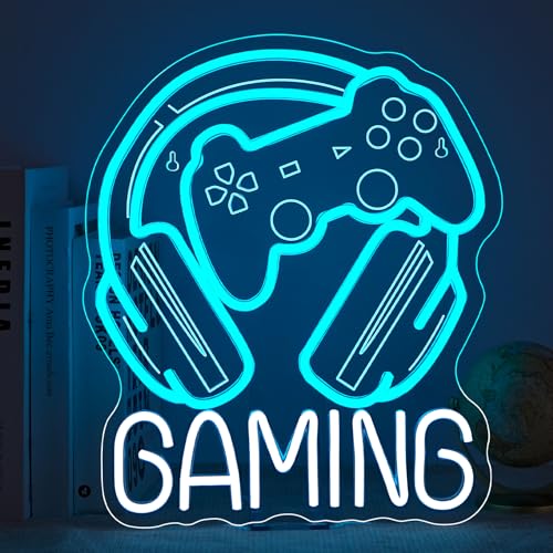 Gaming Neon Sign LED Neon Signs for Wall Decor Neon Light Game Room&Man Cave Game Club Led Lights for Esports Arenas Children Gift for Boys - color: Colorful-D-Gaming Blue White