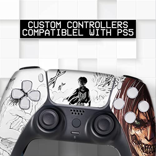 Attackk on Tittan Custom PS-5 Controller Wireless compatible with Play-Station 5 Console by BCB Controllers | Proudly Customized in USA with Permanent HYDRO-DIP Printing (NOT JUST A SKIN) (MODDED). - color: Attack On Tittan, size: Modded - Front & Back Pr