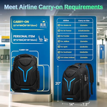 MATEIN 18 inch Gaming Laptop Backpack with Thick Padded Laptop Compartment | Anti Theft, Extra Large Backpack with Rain Cover, Waterproof Travel Bag, Tech Organizer Gaming Accessories