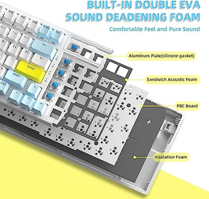 Ajazz Mechanical Gaming Keyboard - Hot Swappable, Compact USB Wired with Numeric Pad, 100 Keys Double-Shot ABS Keycaps, N-Key Rollover RGB Custom Keyboard for PC Mac (MX Blue) - color: Lemon/Hot-swap Blue Switch