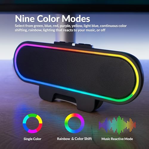 Cyber Acoustics USB Speaker Bar with LED Lights (CA-2890GX) – USB Powered Speaker Bar for PC and Mac, Dynamic LED Lights Sync to Music, Clamps to Monitors up to 1.5 Inches, Great for Music and Gaming - style: USB & LED