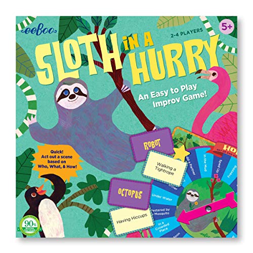 eeBoo Sloth in a Hurry Improv Action Board Game for Ages 5+ - style: Sloth in a Hurry