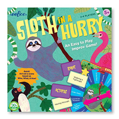 eeBoo Sloth in a Hurry Improv Action Board Game for Ages 5+ - style: Sloth in a Hurry