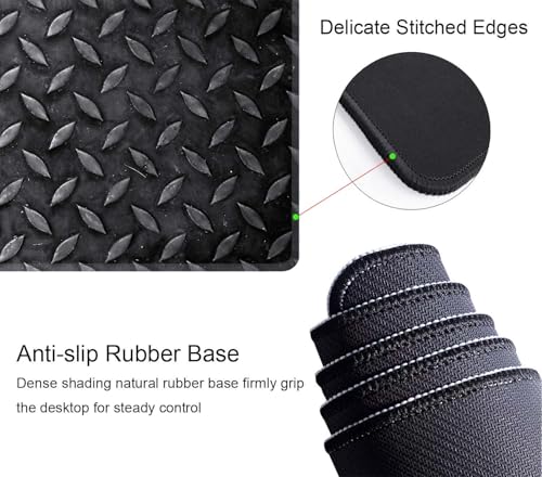 Black Grey Iron Texture XL Mouse Pad,Large Mouse Pad Gaming 31.5 x 11.8 in Mouse Mat Desk Pad,Extended Keyboard Mousepad Large Desk Mat with Non-Slip Rubber Base and Stitched Edge for Home Office - color: Black Grey Iron Texture