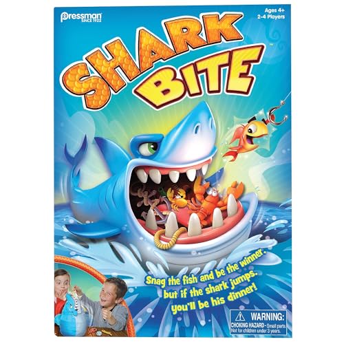 Shark Bite -- Roll the Die and Fish for Colorful Sea Creatures Before the Shark Bites Game! by Pressman Blue Sky, 5" - style: Shark Bite