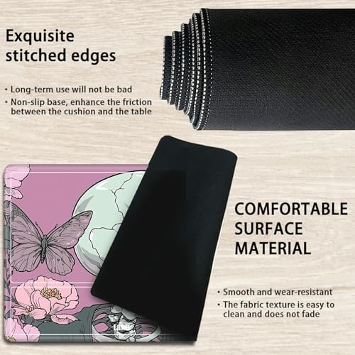 MTG Playmat with Zones, TCG Card Game Play Mat with Stitched Edges, Non-Slip Rubber Base Gaming Desk Mat, Smooth Surface 24 x 14 Inch, Goth Skull Pink - color: Goth Skull Pink, size: Zone 1
