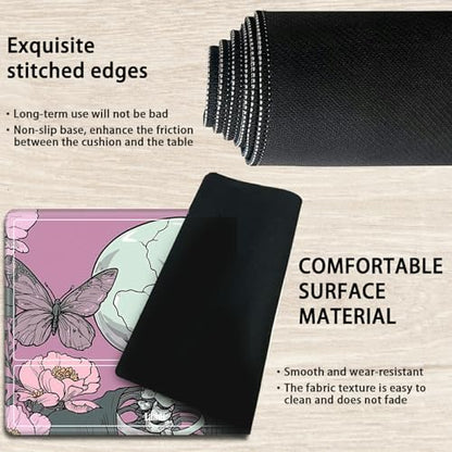 MTG Playmat with Zones, TCG Card Game Play Mat with Stitched Edges, Non-Slip Rubber Base Gaming Desk Mat, Smooth Surface 24 x 14 Inch, Goth Skull Pink - color: Goth Skull Pink, size: Zone 1