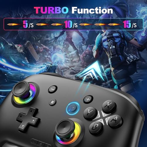 Wireless Switch 2 Controller with Wake-up/C-Key, For Switch 2/1/Lite/OLED/PC/iPad/iPhone/Mac/Android/Steam/TV,Bluetooth Game Controller with Macro/Turbo/Hall Effect Joystick/1000mAh Battery/Vibration/Motion Control