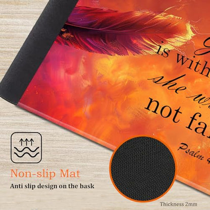 for MTG Playmat Non-Slip Rubber Play Mat with Storage Bag Combination, Ideal for Card Game Lovers TCG Play Mat, Feather Psalm46:5 - color: Feather Psalm46:5