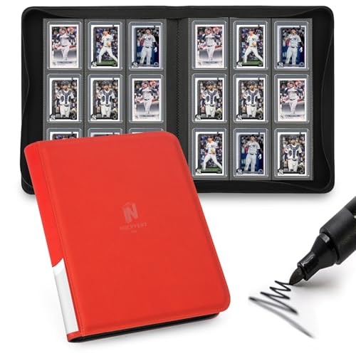 Toploader Binder,9 Pocket with 324 Card Slots for 3" x 4" Rigid Cards,PU Card Album for Trading Cards & Sports Cards(Red) - color: Red, size: 9 Pocket