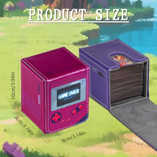 Card Deck Box Fits for YGO MTG,100+ Card Storage Box Trading Games PU Leather Storage Premium Deck Case (Game Rose Red) - color: Game Rose Red