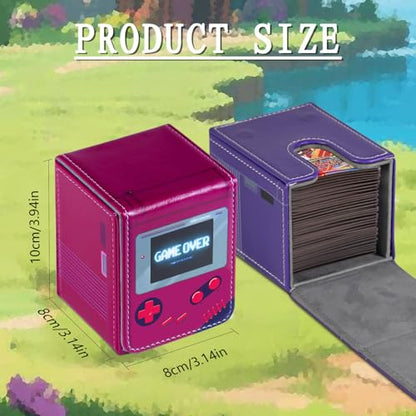 Card Deck Box Fits for YGO MTG,100+ Card Storage Box Trading Games PU Leather Storage Premium Deck Case (Game Rose Red) - color: Game Rose Red