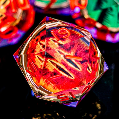 Magic Golden Ring DND Dice Set Sharp Edge Red Gaze Eye Resin Dice with Box, for use with RPG D&D Tabletop Games Lord D and D Polyhedral Dice Set - color: Ring -Eye-purple Red