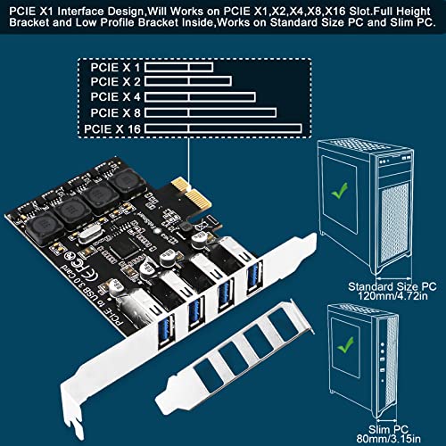 PCIE 4-Ports Superspeed 5Gbps USB 3.0 Expansion Card for Windows 11, 10, 8.x, 7, Vista, XP Desktop PCs, Built in FebSmart Self-Powered Technology, No Need Additional Power Supply (FS-U4L-Pro)