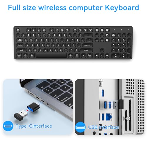 Rechargeable Wireless Keyboard for Mac and Windows, Ultra Slim 2.4GHz Full-Size Keyboard with Low-Profile Quiet Keys, Compatible with PC, Laptop, Windows 11/10/8/7 (Black) - color: Black-1