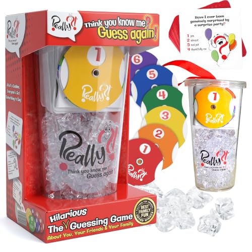 Really?! Games You Think You Know Me Fun Family Card Game for Adults Teens and Kids, 100 Question Cards with 500 Answers, Guessing Game with Number Dials and Score Keeping