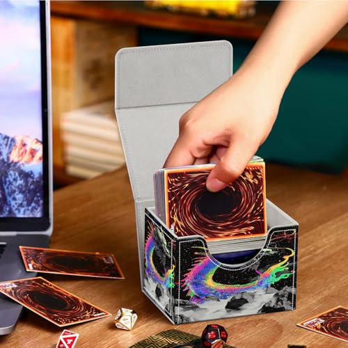 PU Leather Deck Box for MTG Commander Cards, Fits 100+ Double Sleeved Cards, Secure Magnetic Trading Card Storage Case for TCG CCG,Cyberpunk Neon Dragon - color: Cyberpunk Neon Dragon