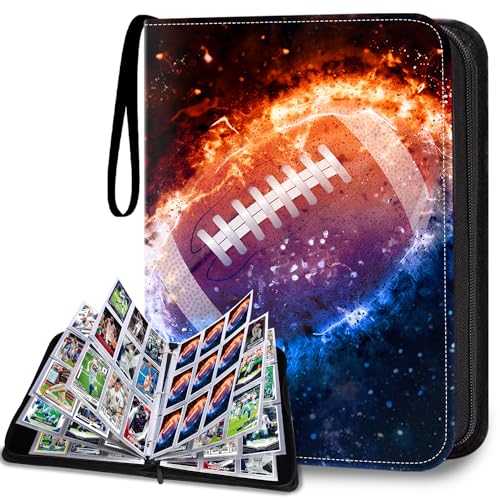 900 Pockets Football Card Binder, Football Trading Cards Display Case with Football Card Sleeves Card Holder Protectors Set for Football Cards, Sports Cards, Game Cards Collector Album - color: Football Card Binder 900, size: 900 Cards