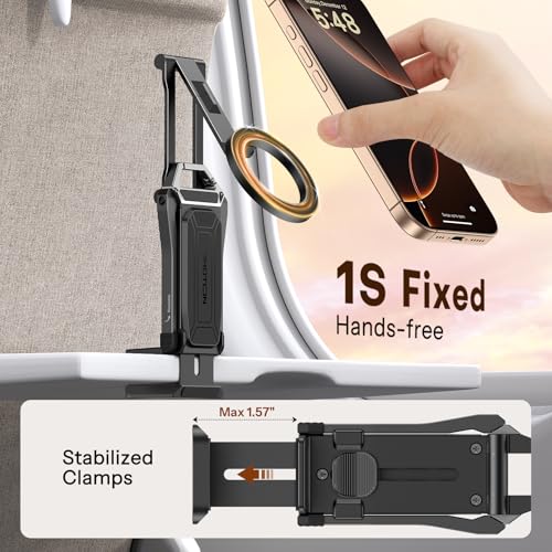 OMOTON 360°Rotating for MagSafe Tripod with 1/4"Screw Arca, Black&Black Pro | Adjustable Magnetic Phone Tripod for iPhone 17/16/15 Pro Max Air, Fold Selfie Stick Fits Vlog, Gym, Travel Essentials, 2Pcs - color: 9-Black&Black Pro