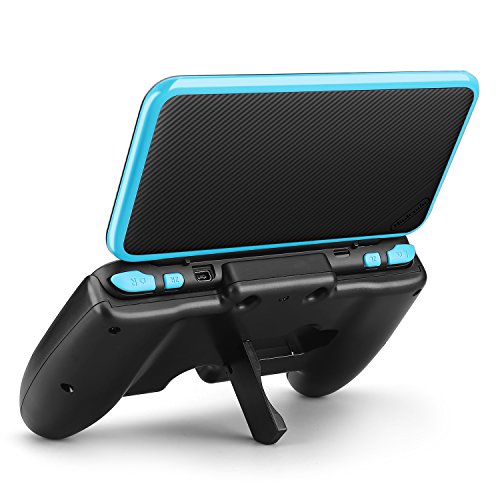 TNP Comfort Hand Grip Case for New Nintendo 2DS XL/LL 2017 with Kickstand | Non-slip controller grip accessory with precise cutouts, protective coverage and a tabletop play stand for stylus games.