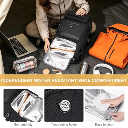 PIJUSHI Carry on Travel Backpack for Women with Shoe Compartment Fits 16“ | 3-In-1 Convertible Duffel/Shoulder Bag with USB Port, Anti-Theft Pocket for Daily, Weekend Trip, PE039 Black - color: Black